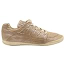 Dolce & Gabbana Lace-Up Sneakers in Metallic Beige Leather