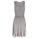 Michael Kors Geometric Two-Tone Knitted Flared Dress in Black and White Viscose 