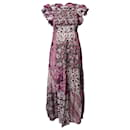 Ulla Johnson Zoya Ruffled Dress in Pink & Purple Cotton