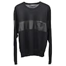 Givenchy Sweater with Leather Stripe Detail in Black Wool