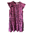 Vestido Saint Laurent (estampa de zebra preta e rosa)