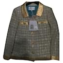 Chanel Multi Color 19a Rare Museum Quality Tweed Gold Ecru Gold Jacket