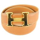 Brown x Gold 32mm Reversible H Logo Belt Kit - Hermès