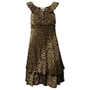 Vestido midi barato e chique com estampa de leopardo Moschino em seda multicolorida - Moschino Cheap And Chic