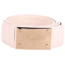 Versace Metal Plate Buckle Belt in White Leather 