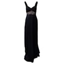 Temperley London Long Graphic Tile Lace Dress in Black Silk