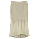 Alexander McQueen Broderie Lace Fitted Mid Skirt With Flared Fishtail in White Cotton - Alexander Mcqueen