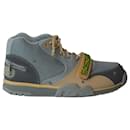 Nike x CACT.US CORP Air Trainer 1 SP High Top Sneakers in Grey Haze and Yellow Canvas