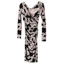 Diane Von Furstenberg Chain Printed Wrap Dress in Black Silk 