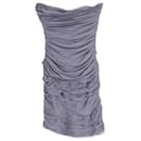 Diane Von Furstenberg Ruched Strapless Mini Dress in Grey Silk 