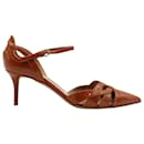 Valentino Cut-Out Pumps in Brown Patent Leather