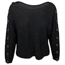 Ba&sh Hades Gerippter Pullover mit Knopfdetail aus schwarzer Wolle - Ba&Sh