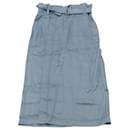 Tibi Belted Midi Skirt in Blue Lyocell