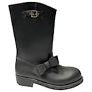 Red Valentino Bow Tie Moto Rain Boots in Black