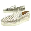 CHRISTIAN LOUBOUTIN ROLLER BOAT SHOES 38 SILVER SNEAKERS SNEAKER SHOES - Christian Louboutin