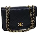CHANEL Matelasse Chain Flap Shoulder Bag Lamb Skin Navy Gold CC Auth am2602ga - Chanel