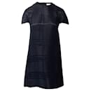 Balenciaga Plaid Tonal Mini Dress in Black Silk