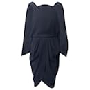 Balenciaga Drapiertes Cape-Kleid mit tiefem Rückenausschnitt aus schwarzem Polyester