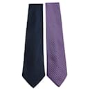 Set of Ties: Navy Blue & Purple Pattern - Valentino