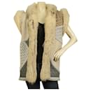 Emilio Pucci Beige Gray Renard Lapin Fur Wool Vest Sleeveless Jacket Gillet 42