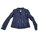CHANEL midnight blue cotton/silk suit T44 like new + cover - Chanel