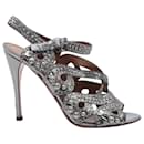 Alaia Studded Strappy High Heels in Silver Leather - Alaïa