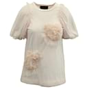 Simone Rocha Floral Tulle Overlay Puff Sleeve T-shirt in Pink Supima Cotton