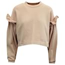 Mother of Pearl Dani Cropped Sweatshirt w/ Pearl Shoulders in Pink Organic Cotton - Autre Marque