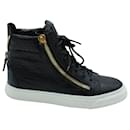 Giuseppe Zanotti Croc-Embossed London High-Top Sneakers in Black Leather