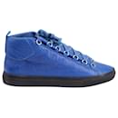 Balenciaga Arena High Top Sneakers in Blue Lambskin Leather