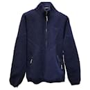 Balenciaga High Neck Fleece Jacket with Half Zip in Navy Blue Polyester