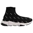 Balenciaga Logo Speed 2.0 Sneaker in Black Recycled Knit Polyester