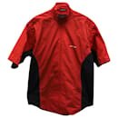 Balenciaga Short Sleeve Zip Up Shirt in Red Polyester