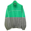 Balenciaga Oversized Piped Fleece Track Jacket in Green Polyester
