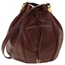 CARTIER Shoulder Bag Leather Wine Red Auth th3000 - Cartier