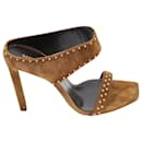 Yves Saint Laurent Mica 105 Stud Heels in Brown Suede