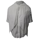 Ralph Lauren 3/4 Sleeves Draped Oversized Collar Blouse in White Cotton
