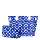 Blue Monogram Velvet Match Neverfull MM Tote with Pouch - Louis Vuitton