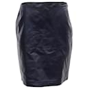 Theory Knee-Length Pencil Skirt in Navy Blue Leather