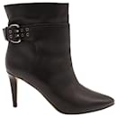 Jimmy Choo Major 100 Ankle Buckle Boots in Black Leather