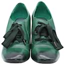 Marc Jacobs Lace Up Ombre Heeled Shoes in Green Leather 