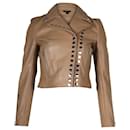 Alexander Wang Studded Biker Jacket in Sand Brown Cow Leather