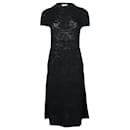 Valentino Knitted Short Sleeve Midi Dress in Black Viscose