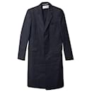 Saint Laurent Single-Breasted Coat in Dark Grey Wool