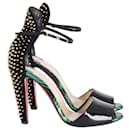 Christian Louboutin Tropanita 100 Spiked High Heel Sandals in Black Patent Leather 