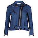 Sacai Luck Houndstooth Biker Jacket in Royal Blue Cotton