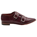 Acne Studios Monk Strap Loafers in Burgundy Leather