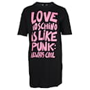 Love Moschino Robe T-shirt Imprimé à Slogan Graphique en Coton Noir