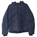 Prada Puffer Quilted Hooded Jacket in Navy Blue Polyester 
