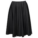 Prada Pleated Midi Skirt in Black Cotton